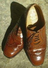 Vintage 1970s Saxone Tan Leather Oxford Brogues Size 9 Loake Style Skinhead Mod