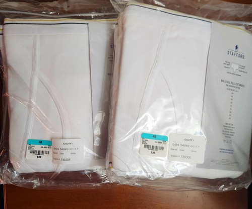 Stafford Mens Big & Tall 100% Cotton White Briefs (1-6, 1-4) 10 Pack Sz. 46 New - Picture 2 of 4
