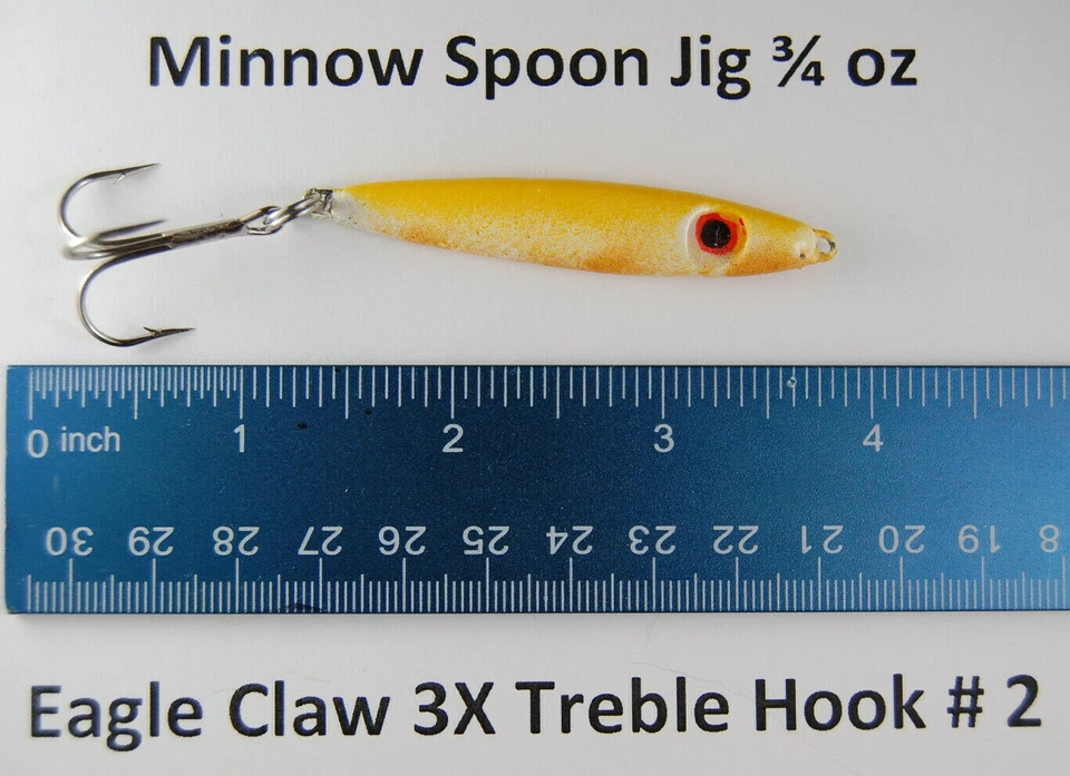 Джиги для ложек гольяна с 3 тройными крючками Eagle Claw. Вертикальный джиг кол-во (3 в упаковке) - Изображение 3 из 4