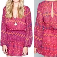 Show Me Your Mumu Rajah Rainey Mini Dress Boho Long Sleeve Keyhole Back Sz M