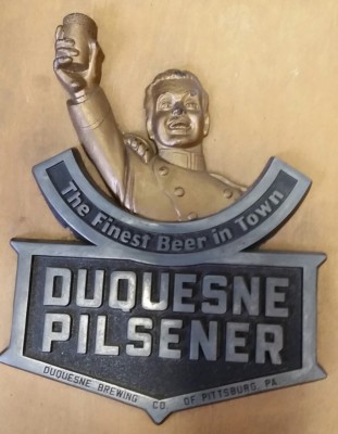 DUQUESNE BEER ADVERTISING SIGN POINT OF PURCHASE STAND UP HANGING  WOOD PLASTIC