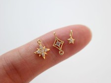 6pcs CZ Pave Round Crown Charm,Cubic Zirconia Crown Pendant,Zircon Crown Charm