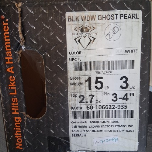Hammer Black Widow Ghost bowling ball 15 LB new in box #006 - Picture 2 of 5