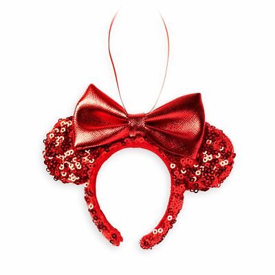 NEW Disney Parks Red Sequined Minnie Mouse Ears Ornament