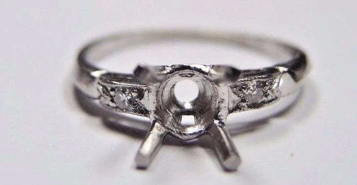 Antique Art Deco Mounting Setting Platinum Hold 5MM-6.5MM Ring Size 6.5 UK-M1/2 - Image 4 of 4