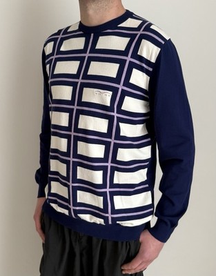 Animo Italy Mens Crew Neck Blue Pullover Sweater Size 54