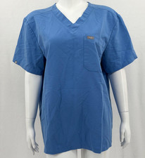 Figs Shirt Mens Large Blue Leon Three Pocket V-Neck Medical Uniform Doctor Work
