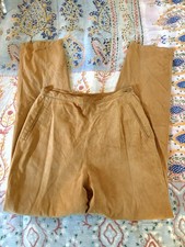 Vintage 1980s Leather Suede High Waisted Tan Pants Made In Italy