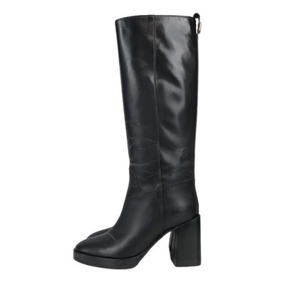 Furla Damen Schuhe Stiefel Gr. 37 Schwarz Leder Damenstiefel Boots