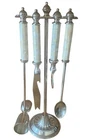 Towle Silversmiths Nickel Silver Serving Set MOTHER OF PEARL HANDLES Bar Set