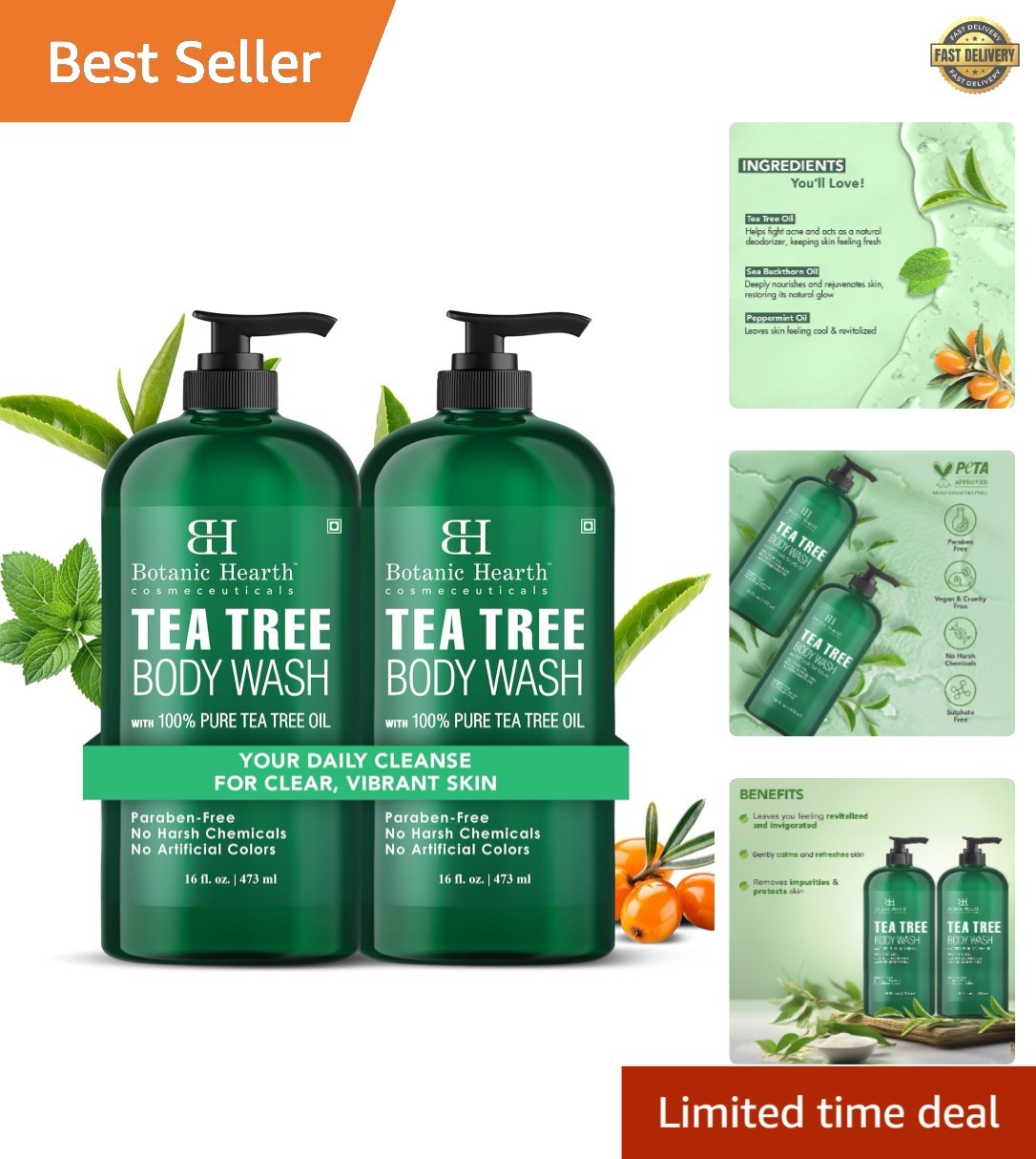 Tree Body Wash 16 Fl Oz 2 Pack - Antifungal & Moisturizing