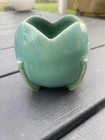 Vintage Nelson McCoy Art Deco Tulip Ball Turquoise Glazed Planter Vase