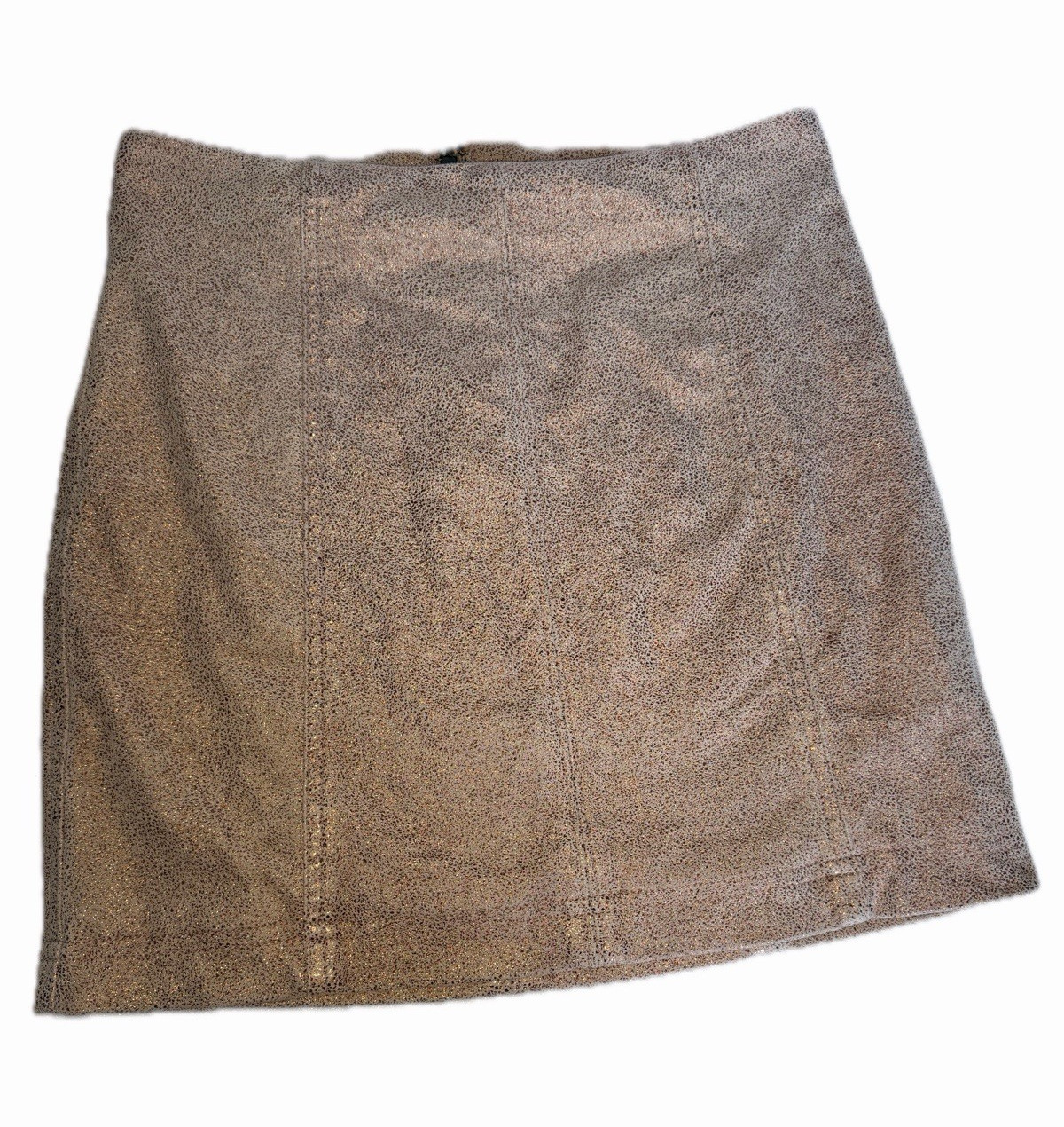 Free People Women’s Gold Metallic Mini Skirt Pebbled Finish Size 4