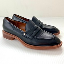 Franco Sarto Edith 2 Penny Loafer Black Leather Womens 7M