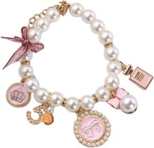 Pink Medium Collars Pet Pearl Dog Princess Bow Necklace Cute Collar Puppy Acc...