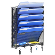 Hanging Wall File Organizer with Hooks 6 Tier Vertical Wall Mount File Holder...