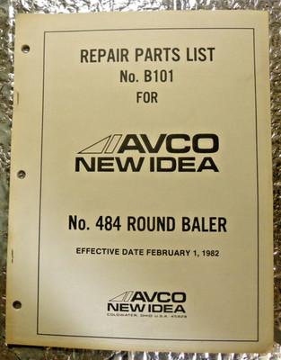 Avco New Idea Repair Parts List Manual No 484 Round Baler