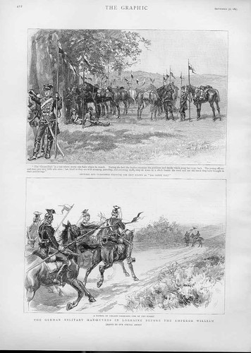 Old Antique Print German Manoeuvres Lorraine Before Emperor William 1893 19th