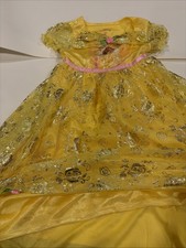 Disney Store Princess Belle Costume Dress Girls Size 3T Yellow Glitter Deluxe