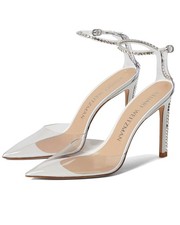 Stuart Weitzman Womens Glam 100 Strap Pump 5.5 B Clear/White/Clear - NIB 595
