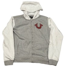 Vintage True Religion Zip Up Hoodie Grey  White Kids Youth Size 10 Pre-Loved