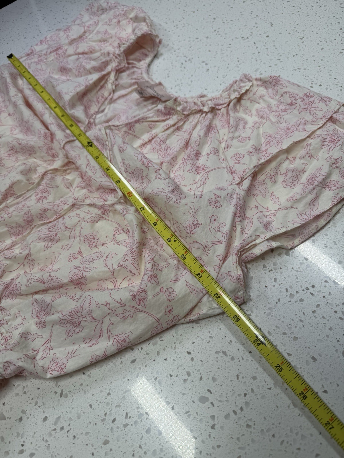 Philosophy Floral Ruffle Drawstring Flutter Sleev… - image 4