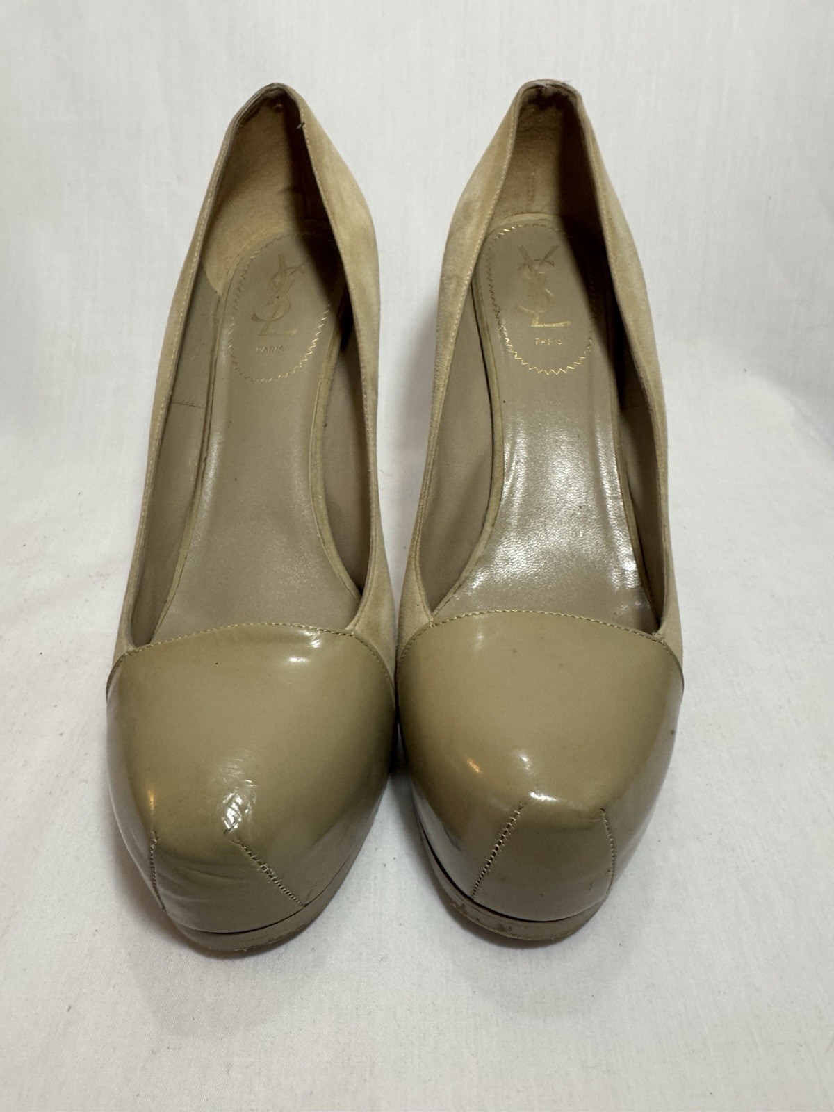 YVES SAINT LAURENT RIVE GAUCHE TACCO PLATEAU SCAMOSCIATO NUDO TAGLIA 41