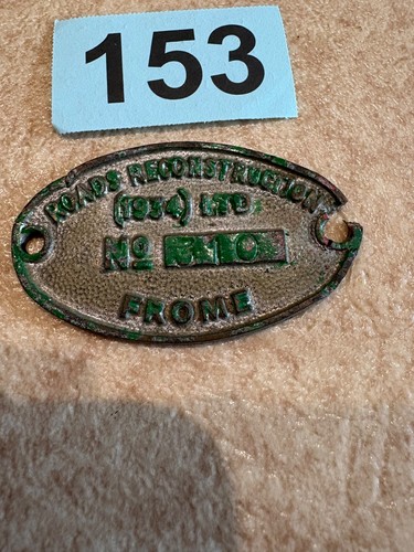 carreteras reconstrucción frome placa de hierro 1934 aprox 2,5"x1,5"