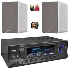 Pyle 300W Home Theater Stereo Receiver, 2x 5.25 Home Speakers, Banana Plugs