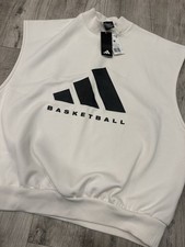 Adidas taglia unica M felpa basket oversize senza maniche bianco nuvola IA3417