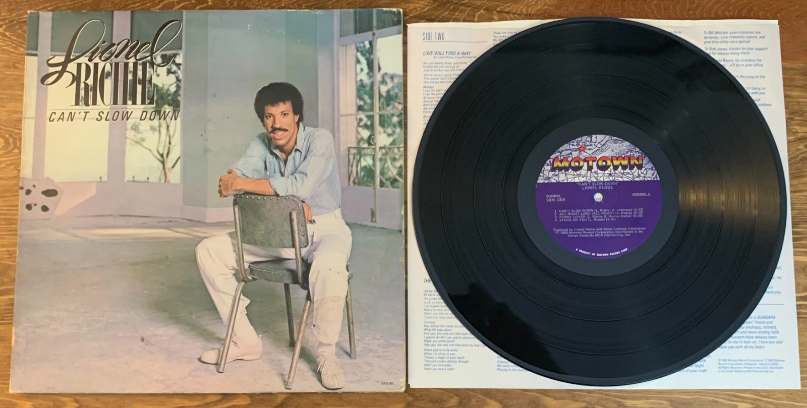 Lionel Richie Can't Slow Down Vinyl LP Motown 6059ML  SRPC Tempe Pressing