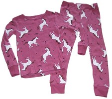 Girls Carter's 2 Pc Mauve Pink LS Unicorn Shoot Star Shirt Pants Pajamas 4T