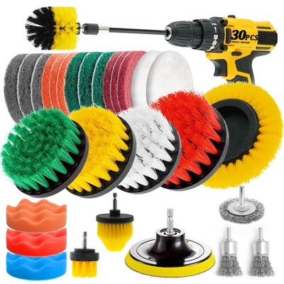 #ad 30 Piece Drill Brush Attachments Set Scrub Pads amp; Sponge amp; Wire Brush for Dr... $30.41