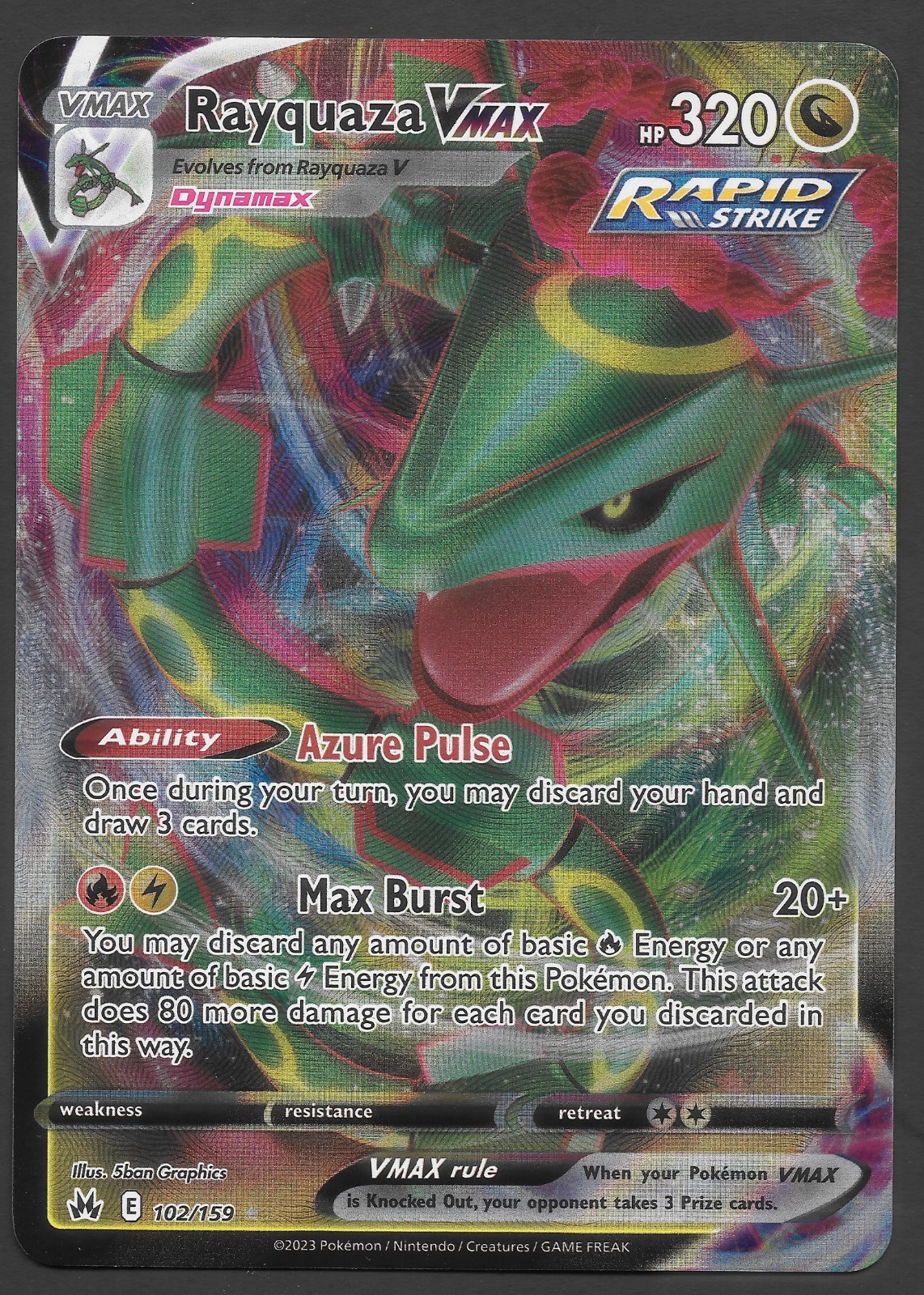Rayquaza VMAX Crown Zenith 102/159 Holo Ultra Rare NM Full Art Pokemon Card