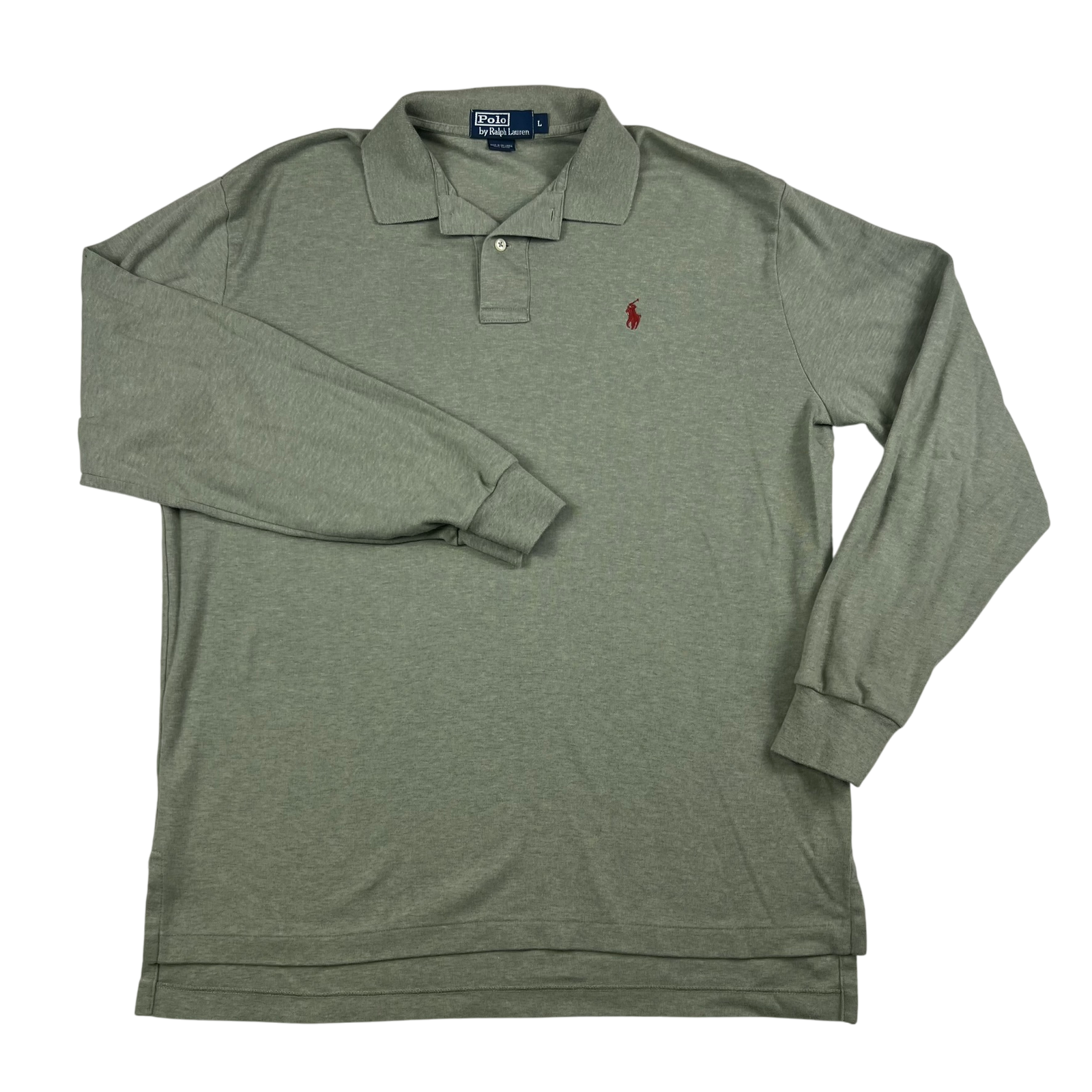 Polo Ralph Lauren camicia uomo grande manica lunga verde rosso pony logo classico