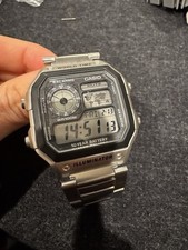 6 inch Wrist Casio AE1200WHD-7AV 42 mm Silver Stainless Steel Men's Wristwatch