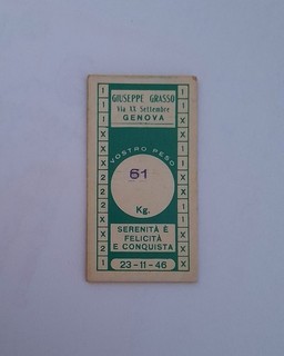 GENOA GENOA ITALY / Receipt PESAPERSONE BALANCE 1974 PERSON SCALES Ticket