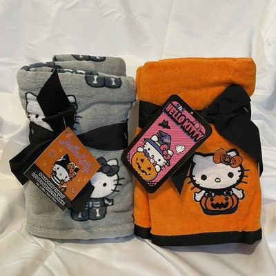 NEW Hello Kitty Embroidered Halloween Hand Towels, Set Of 4, Sanrio Pumpkin
