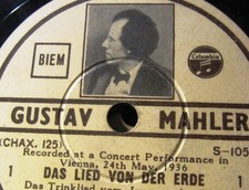 1936 THE GUSTAV MAHLER Society DAS LIED VON DER ERDE LIVE Bruno Walter Columbia