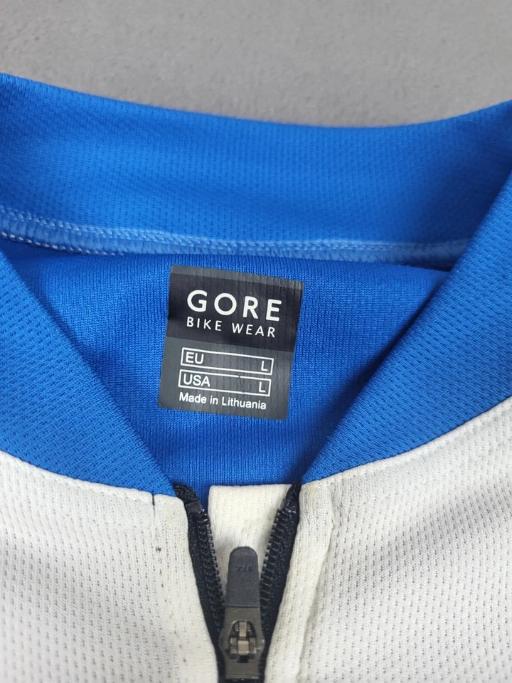 Gore Bike Wear Adult Large White Blue Lightweight Stretch Outdoor Back Pocket - Image 3 of 4
