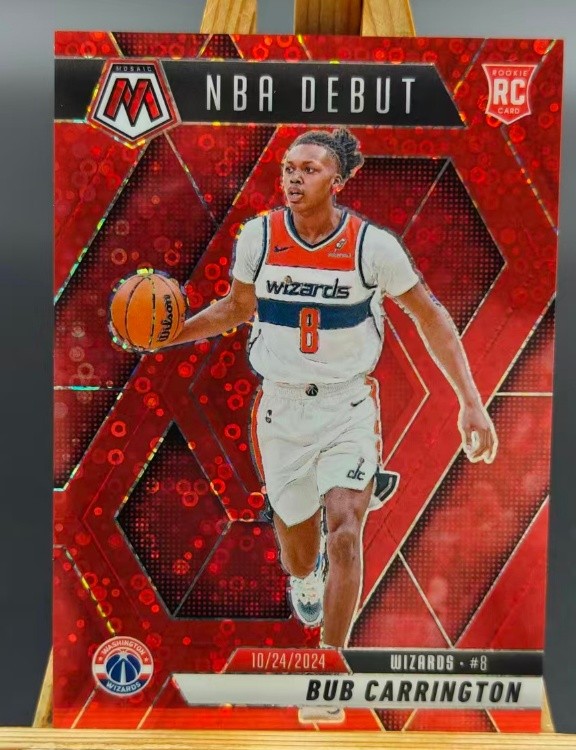 Bub Carrington 2024-25 Panini Mosaic RC NBA Debut Fast Break Red /99 #259