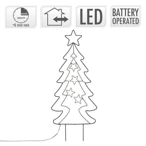 Decoración festiva árbol de navidad 90LEDs con pilas blanco cálido IP44 87 cm - Imagen 4 de 7