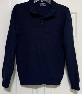 Jeremy Argyle Mens Large Blue Wool Yak Cashmere Blend Henley Sweater