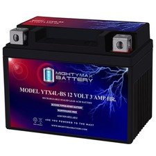 Mighty Max YTX4L-BS UNIVERSAL 12V, 3AH, 35CCA BATTERY