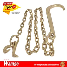 New 5/16 x 6 FT 15" Axle J Hook Tow Rollback Wrecker Recovery Chain G70