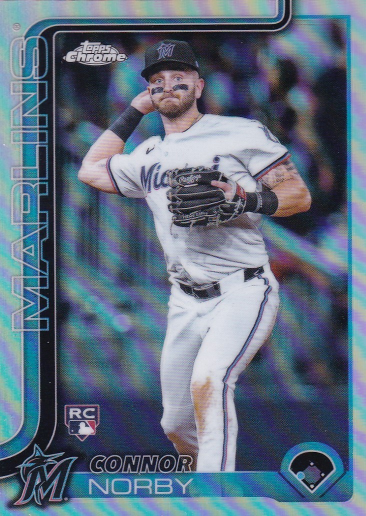 CONNOR NORBY TOPPS CHROME ROOKIE REFRACTOR RC MARLINS #199 2025 25