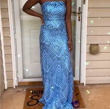 Sequin Thigh-Slit Strapless Party Gown Formal Prom Homecoming Dress Size 5