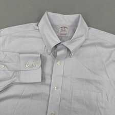 Brooks Brothers Madison Long Sleeve Dress Shirt 16-33 White/Purple Checkered