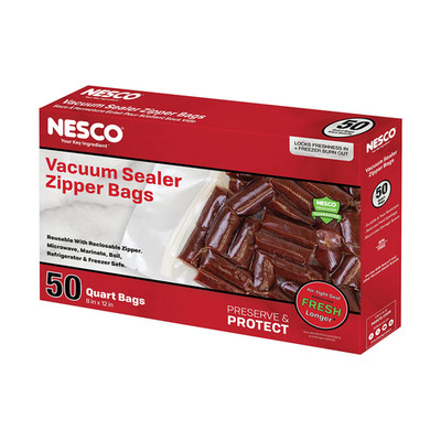 Nesco Vacuum Sealer Quart Zipper Bags - 50 Count Vsbq-Z50