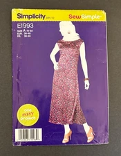 Simplicity Pattern E1993 'Sew Simple' Pullover Midi Dress (Size 10-22) UC FF